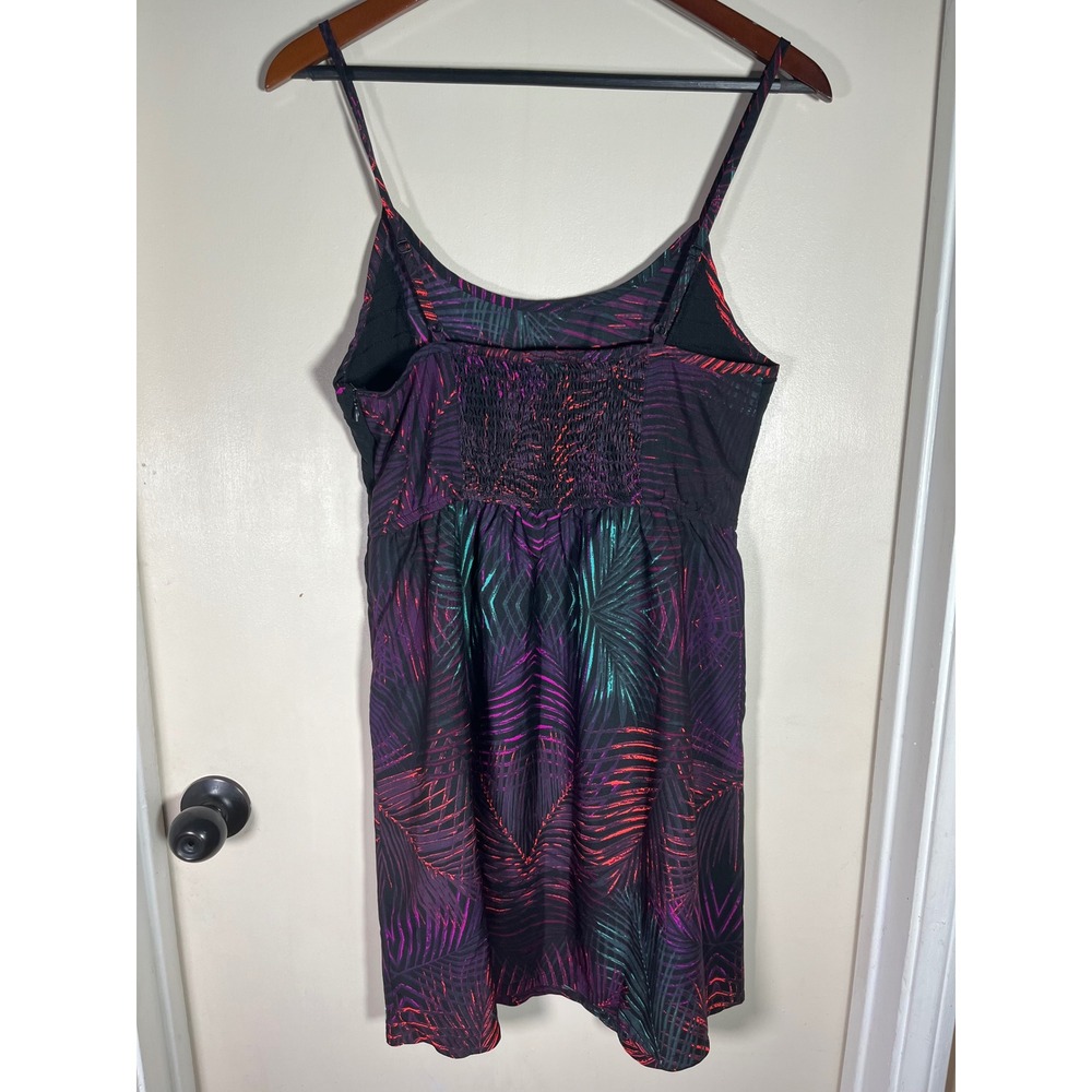 Hurley Women's Tropical Leaf Print Smocked Strap Dress Size L - Picture 2 of 4